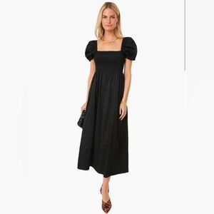 Tuckernuck onyx Baxter smocked top Elegant Black Puff Sleeve Dress